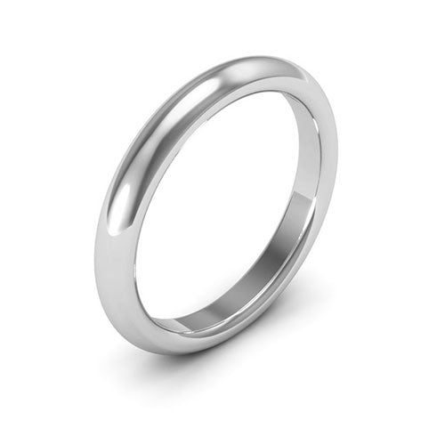 Platinum 3mm heavy weight half round comfort fit wedding band - DELLAFORA