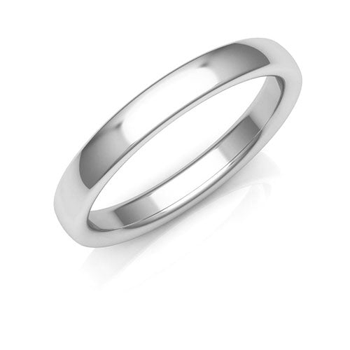 Platinum 3mm low dome comfort fit wedding band - DELLAFORA