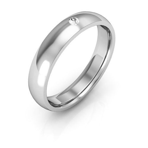 Platinum 4mm half round comfort fit diamond wedding band - DELLAFORA