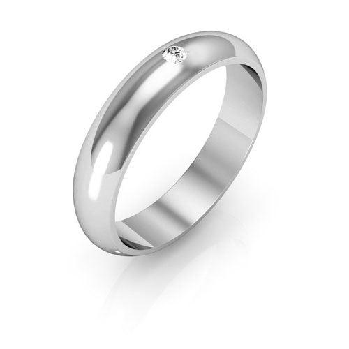 Platinum 4mm half round diamond wedding band - DELLAFORA