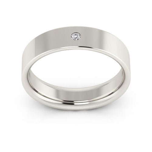 Platinum 5mm flat comfort fit diamond wedding band - DELLAFORA