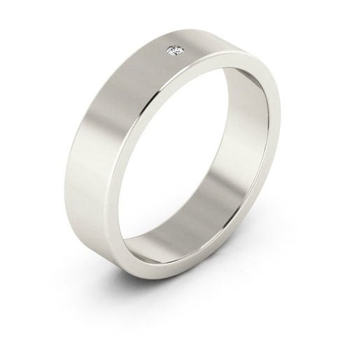 Platinum 5mm flat diamond wedding band - DELLAFORA