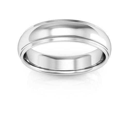 Platinum 5mm half round edge design comfort fit wedding band - DELLAFORA