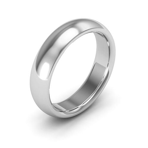 Platinum 5mm heavy weight half round comfort fit wedding band - DELLAFORA