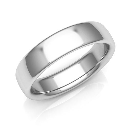 Platinum 5mm low dome comfort fit wedding band - DELLAFORA