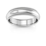 Platinum 5mm milgrain comfort fit wedding band - DELLAFORA