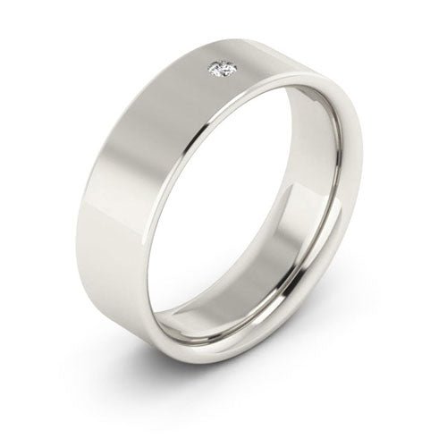 Platinum 6mm flat comfort fit diamond wedding band - DELLAFORA