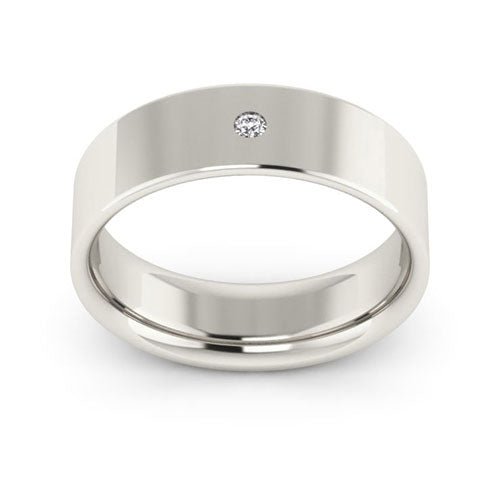 Platinum 6mm flat comfort fit diamond wedding band - DELLAFORA