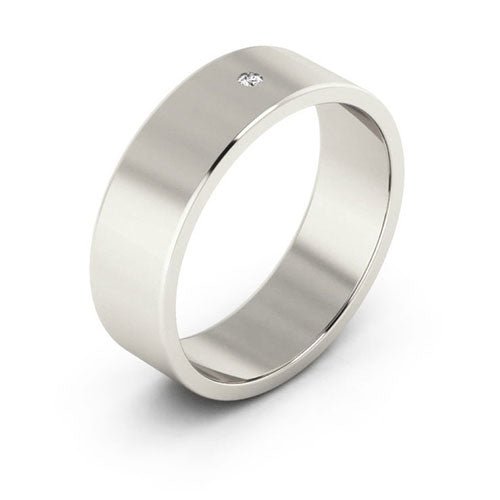 Platinum 6mm flat diamond wedding band - DELLAFORA