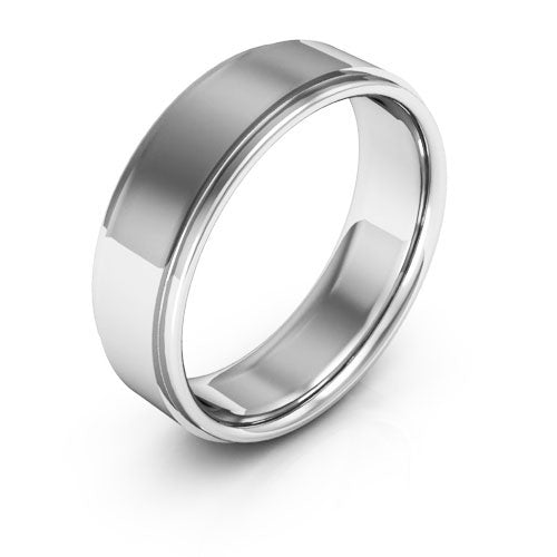 Platinum 6mm flat edge design comfort fit wedding band - DELLAFORA