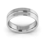 Platinum 6mm grooved design comfort fit wedding band - DELLAFORA