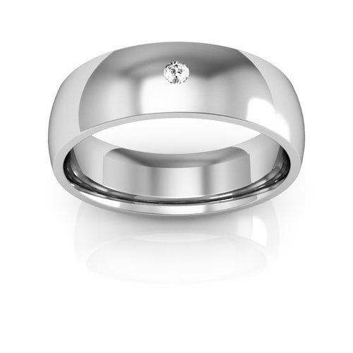 Platinum 6mm half round comfort fit diamond wedding band - DELLAFORA