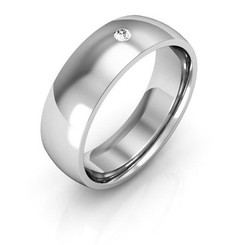 Platinum 6mm half round comfort fit diamond wedding band - DELLAFORA