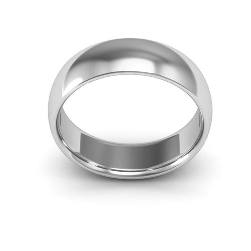 Platinum 6mm half round comfort fit wedding band - DELLAFORA