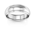 Platinum 6mm half round edge design comfort fit wedding band - DELLAFORA