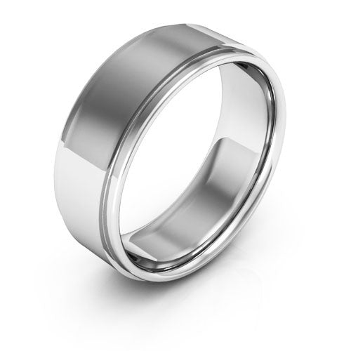 Platinum 7mm flat edge design comfort fit wedding band - DELLAFORA