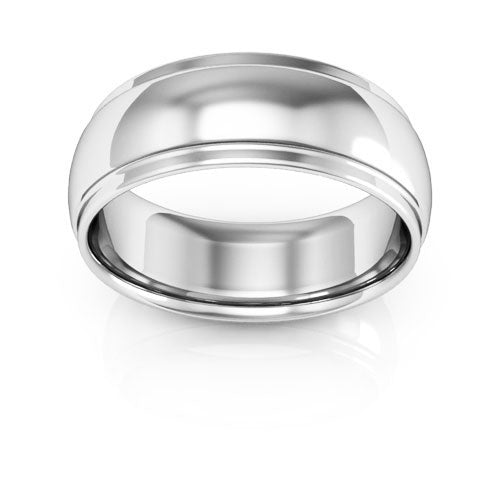 Platinum 7mm half round edge design comfort fit wedding band - DELLAFORA