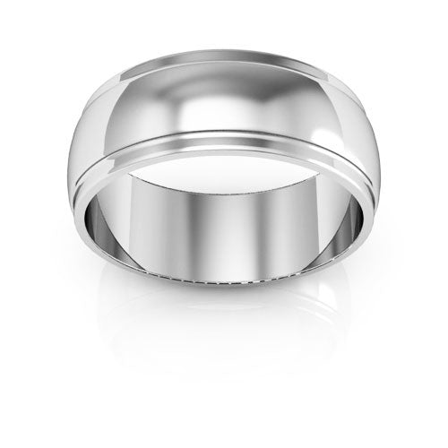 Platinum 7mm half round edge design wedding band - DELLAFORA