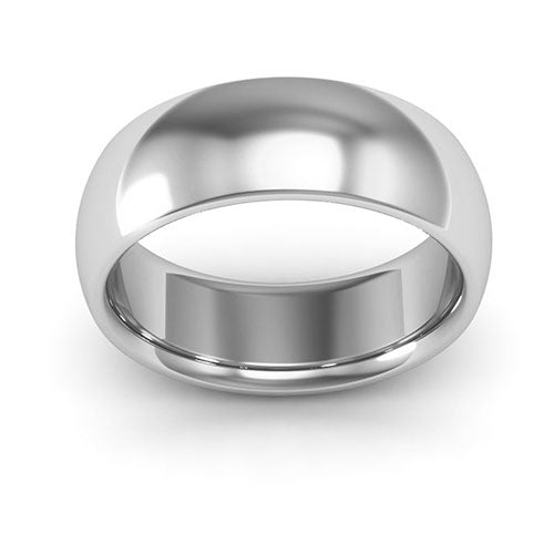 Platinum 7mm heavy weight half round comfort fit wedding band - DELLAFORA