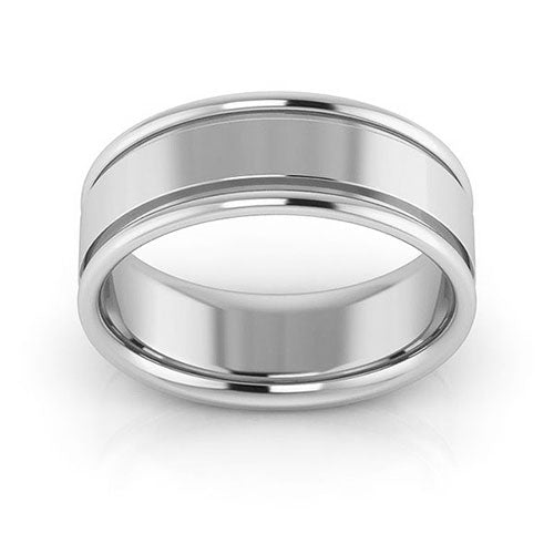 Platinum 7mm raised edge design comfort fit wedding band - DELLAFORA