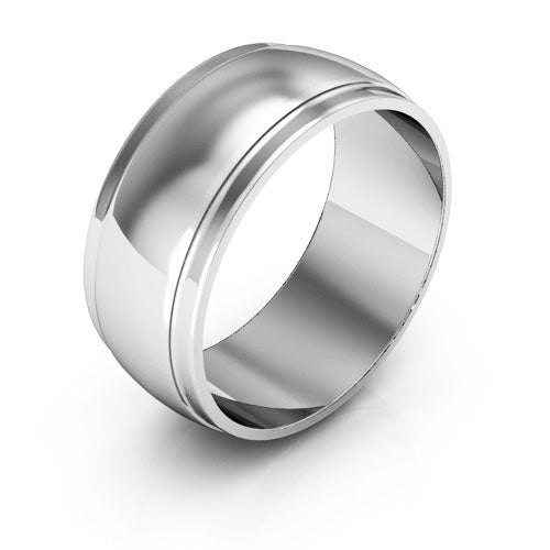 Platinum 8mm half round edge design wedding band - DELLAFORA