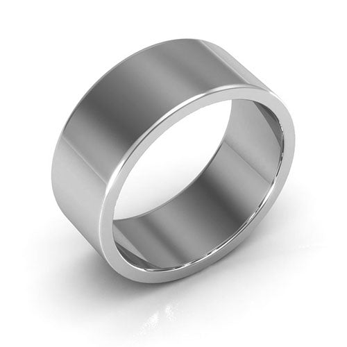 Platinum 8mm heavy weight flat wedding band - DELLAFORA