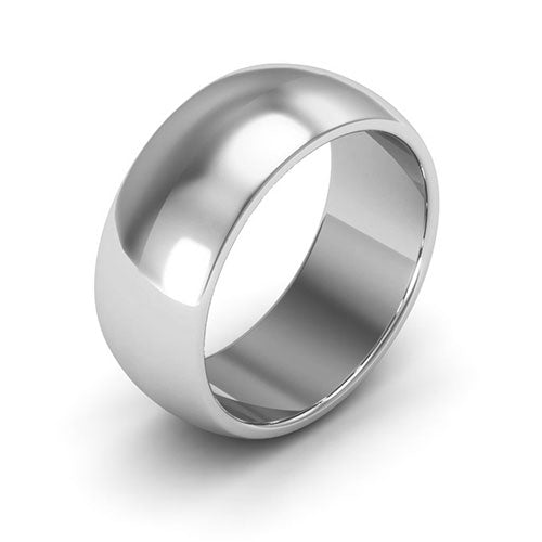 Platinum 8mm heavy weight half round wedding band - DELLAFORA