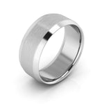 14K White Gold 8mm beveled edge satin center  wedding band