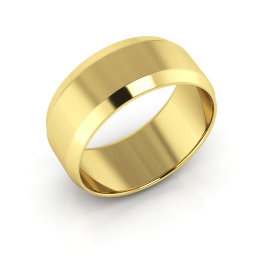 14K Yellow Gold 8mm beveled edge  wedding bands