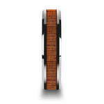 CONGO Tungsten Wedding Band with Polished Bevels and African Sapele Wood Inlay - 6mm - DELLAFORA