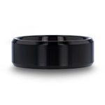 INFINITY Black Tungsten Ring with Beveled Edges - 8mm - DELLAFORA