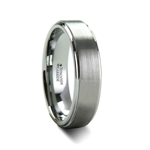 OPTIMUS Raised Center with Brush Finish Tungsten Ring - 6mm - DELLAFORA