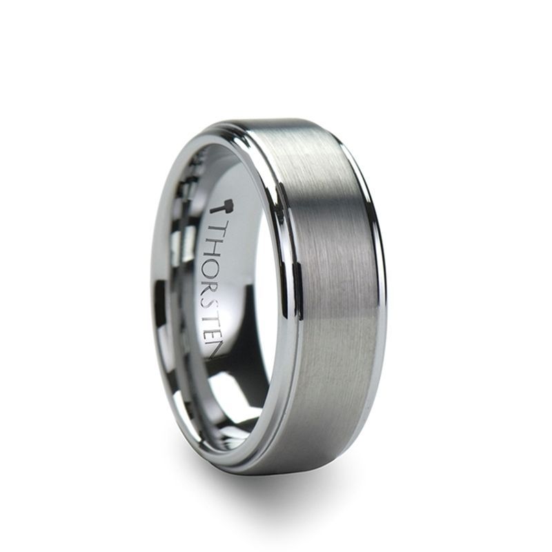 OPTIMUS Raised Center with Brush Finish Tungsten Ring - 8mm - DELLAFORA