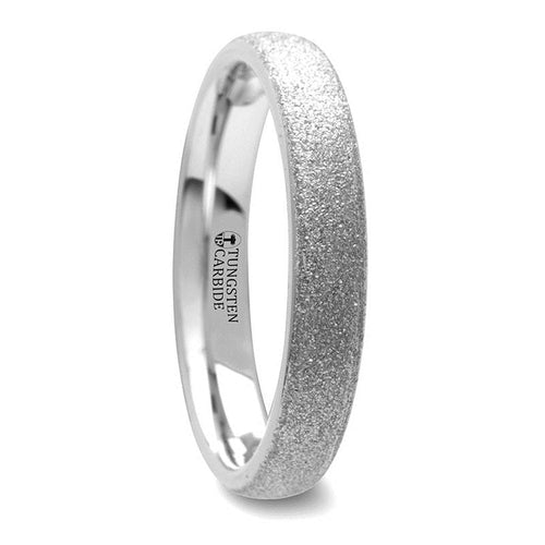 QUARTZ Domed Tungsten Carbide Ring with Sandblasted Crystalline Finish - 4mm - DELLAFORA