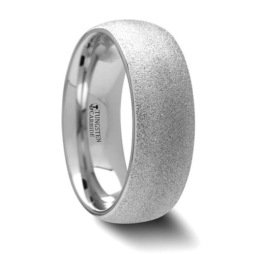 QUARTZ Domed Tungsten Carbide Ring with Sandblasted Crystalline Finish - 8mm - DELLAFORA