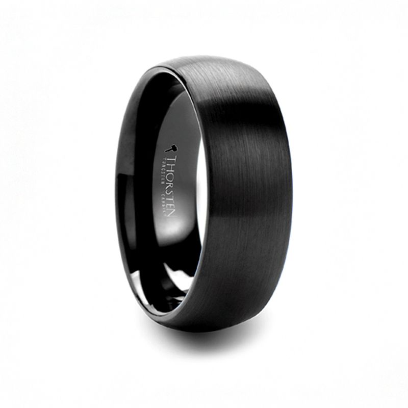 RAIDER Domed Brush Finished Black Tungsten Wedding Band - 8mm - DELLAFORA