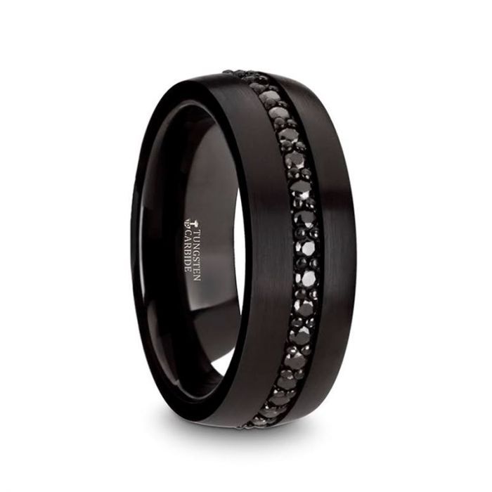 VALIANT Black Tungsten Ring with Black Sapphires - 8mm - DELLAFORA