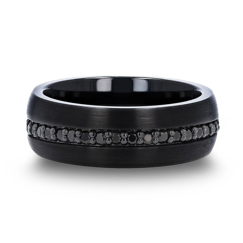 VALIANT Black Tungsten Ring with Black Sapphires - 8mm - DELLAFORA